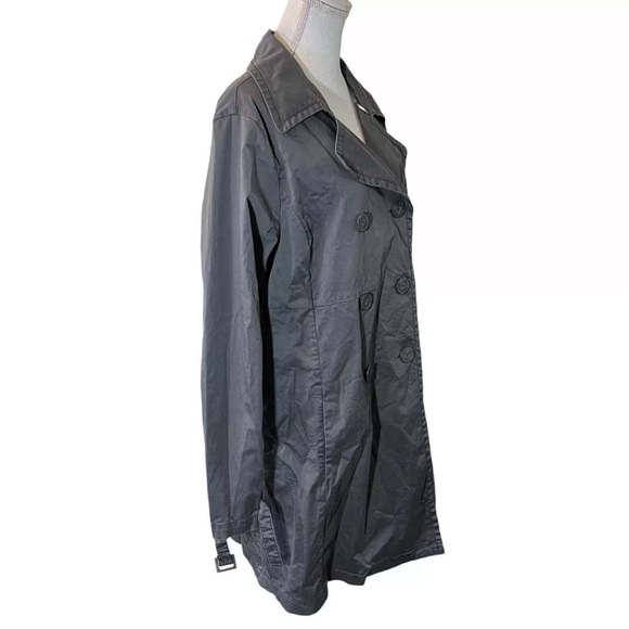 Old Navy Gray Rain Trench Coat Plus Size XXL Outerwear Collared Long Sleeves - Picture 2 of 9